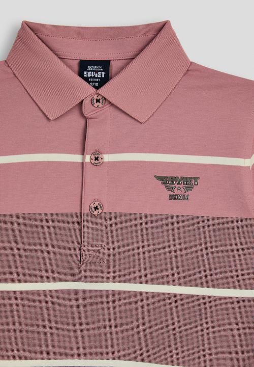 SOVIET - Boys Y/Dye Stripe Golfer - Salmon