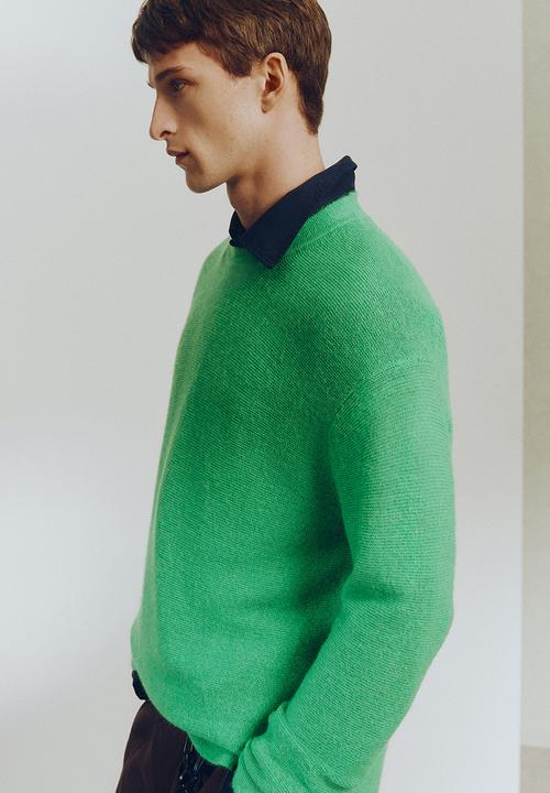 H&M - H&M Atelier: Loose fit wool-blend purl-knit jumper - bright green