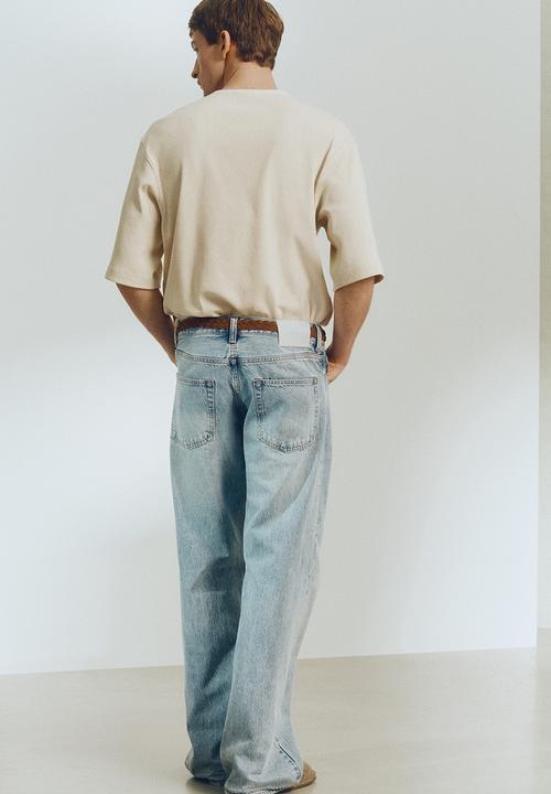 H&M - H&M Atelier: Loose fit linen-blend henley top - light beige