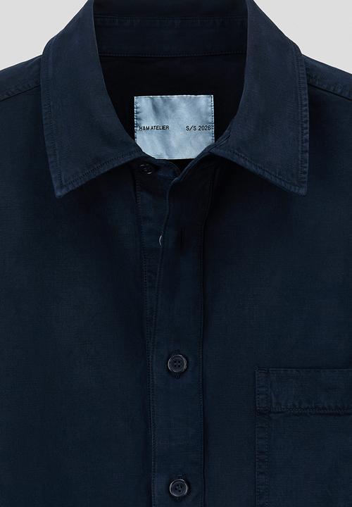 H&M - H&M Atelier: Loose fit popover shirt - navy blue