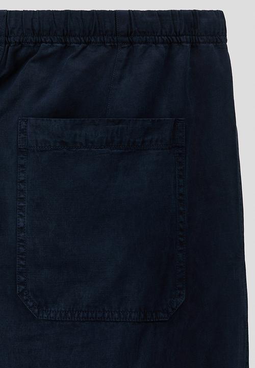 H&M - H&M Atelier: Loose fit linen-blend trousers - navy blue