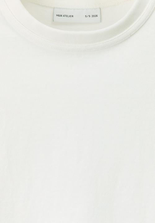 H&M - H&M Atelier: Loose fit long-sleeved cotton T-shirt - white