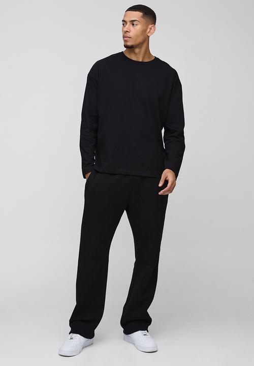 boohooMAN - Oversized Long Sleeve Crew Neck T-Shirt - Black