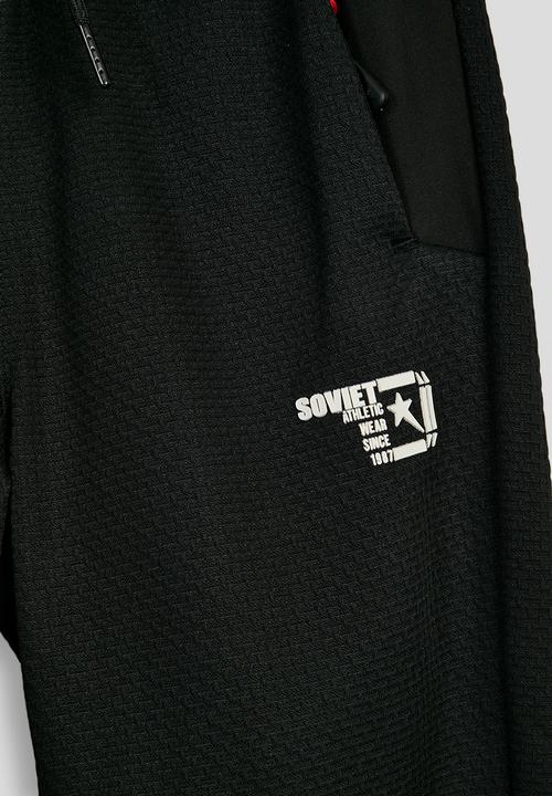 SOVIET - Boys Printed Track Pants - Black