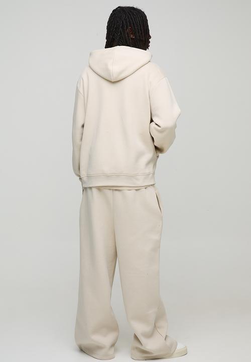 boohooMAN - Oversized Basic Zip Through Hoodie - Stone