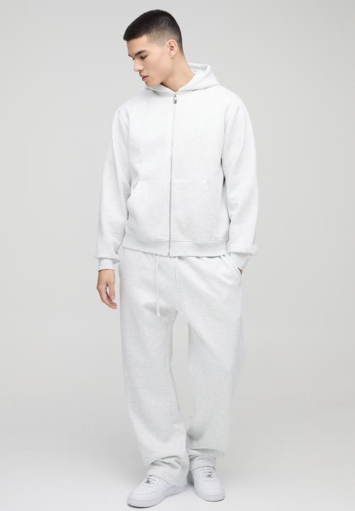 boohooMAN - 330GSM Basic Regular Fit Zip Through Hoodie - Grey Marl