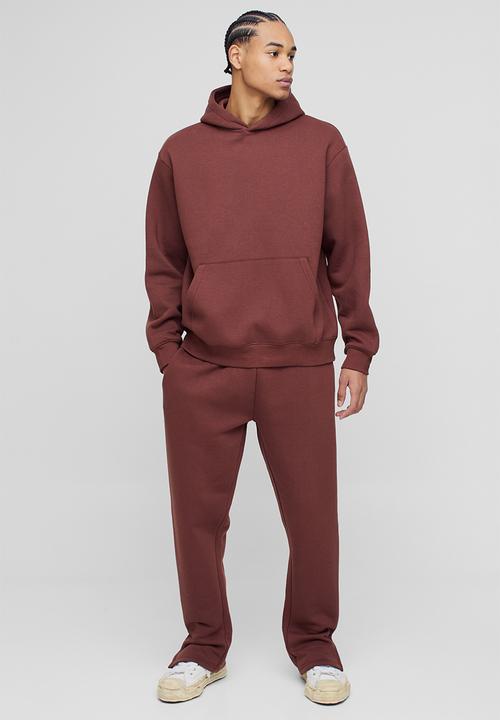 boohooMAN - Regular Fit Split Hem Jogger - Chocolate