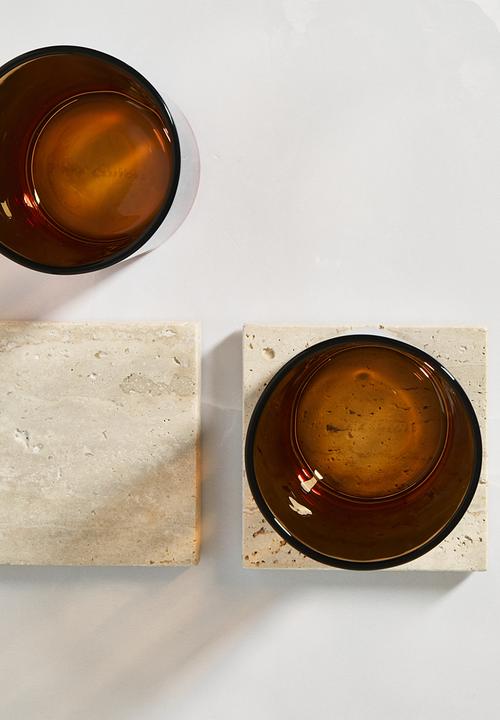 Sixth Floor - Square Travertine Coaster set of 4 -  Natural