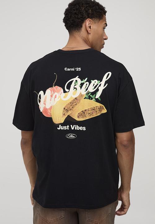 boohooMAN - Black Oversized No Beef Just Vibes T-Shirt - Black