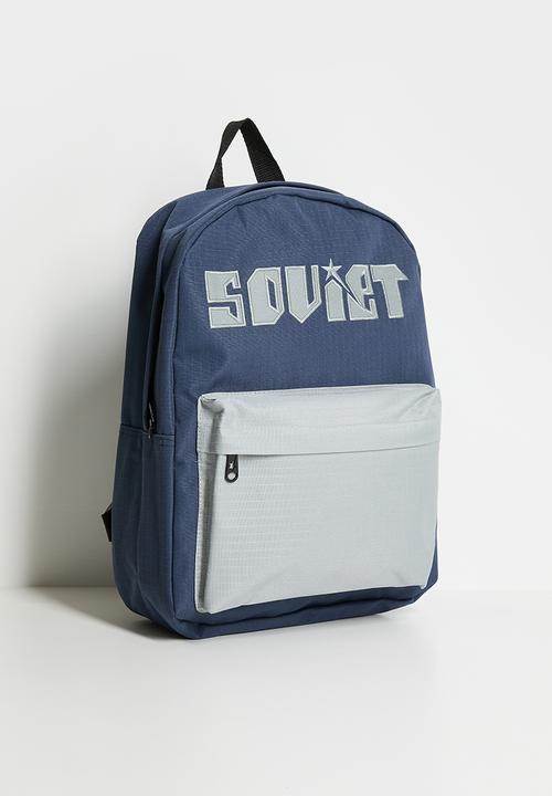 SOVIET - Reggae Backpack 2 Tone- Contrast Pocket - Navy & Silver