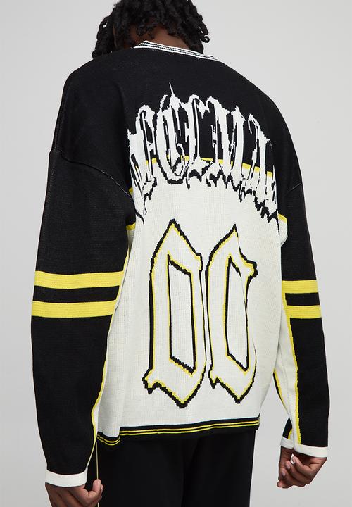 boohooMAN - Man Gothic Varsity Jacquard Knitted Hockey Sports Top - White
