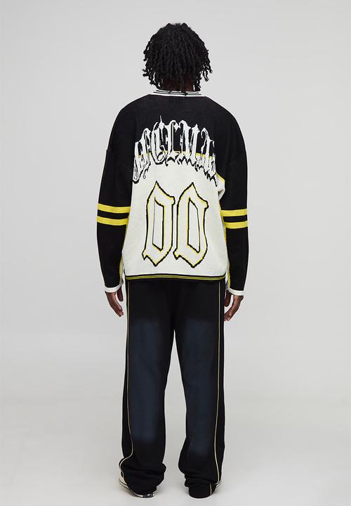 boohooMAN - Man Gothic Varsity Jacquard Knitted Hockey Sports Top - White