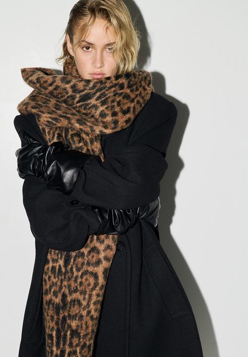 H&M - Fringed scarf - beige/leopard print 