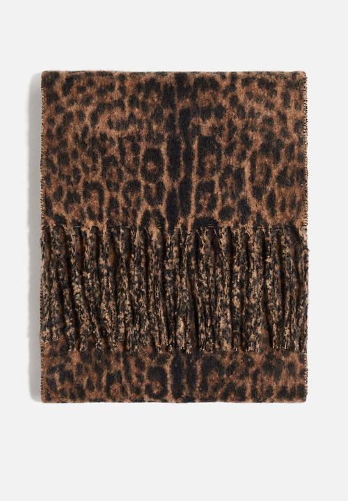 H&M - Fringed scarf - beige/leopard print 