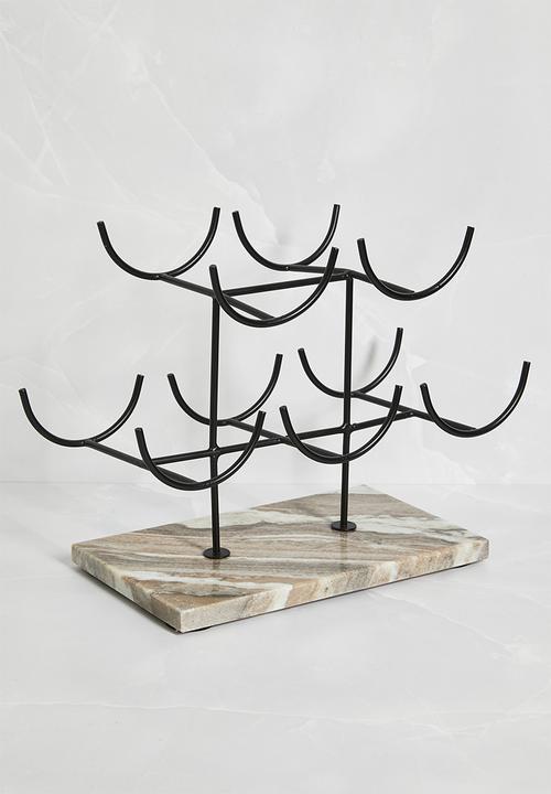 Sixth Floor - Travertine base 5 Bottle Wine Rack- Multi 