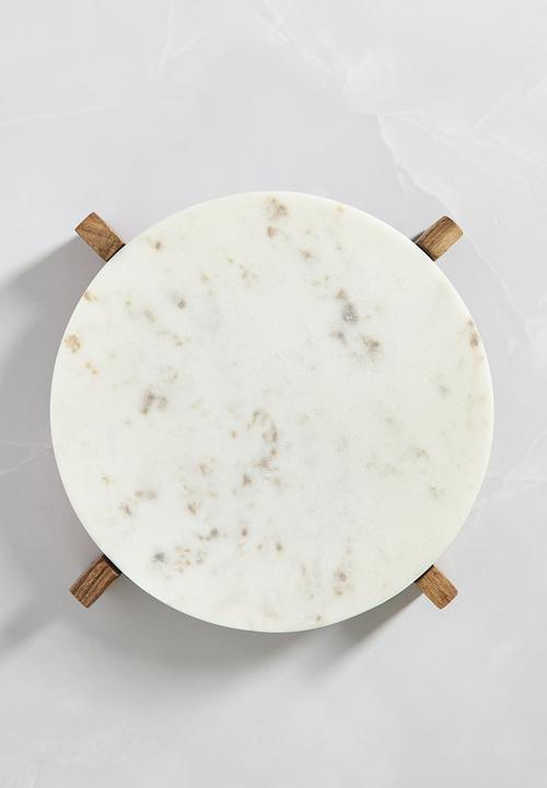 Sixth Floor - Marble Serving Platter on Stand - White