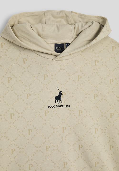 POLO - Boys blake aop hoodie - putty