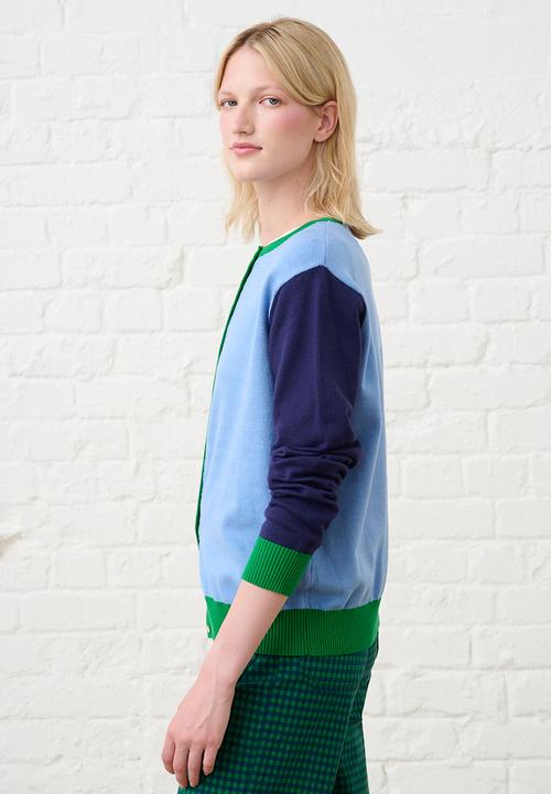 Me&B - Lightweight Cardigan - Blue Colourblock