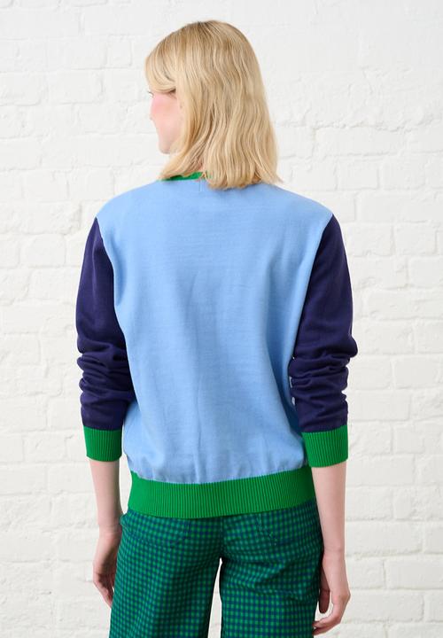 Me&B - Lightweight Cardigan - Blue Colourblock