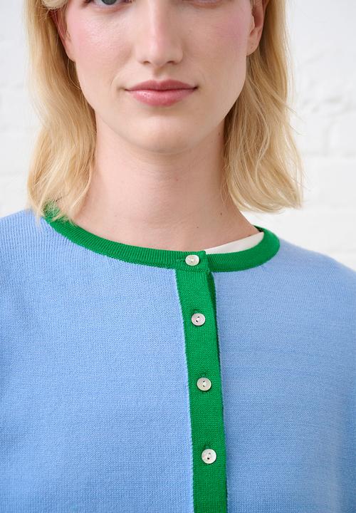 Me&B - Lightweight Cardigan - Blue Colourblock