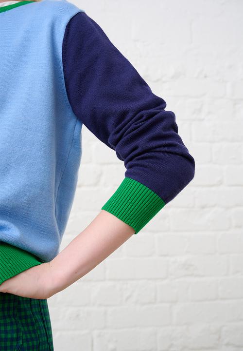Me&B - Lightweight Cardigan - Blue Colourblock