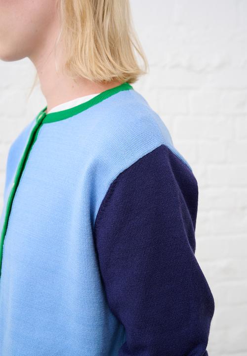 Me&B - Lightweight Cardigan - Blue Colourblock