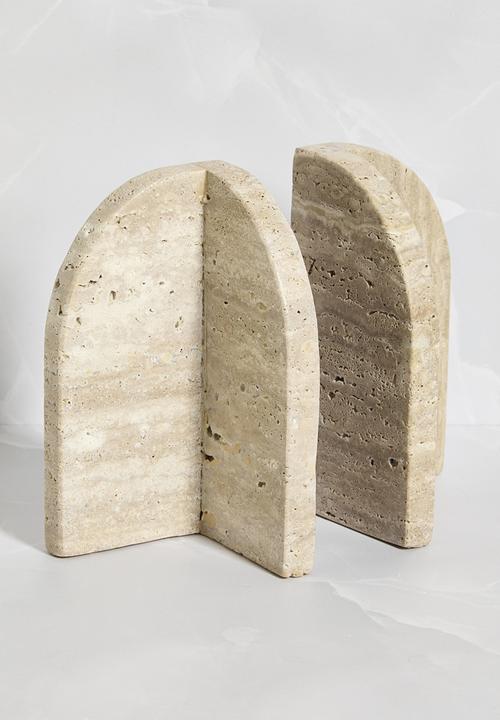 Sixth Floor - Travertine Bookend set of 2 - Natural