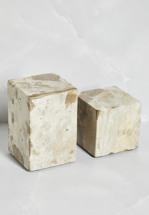 Sixth Floor - Block Marble Bookend set of 2 - Choc