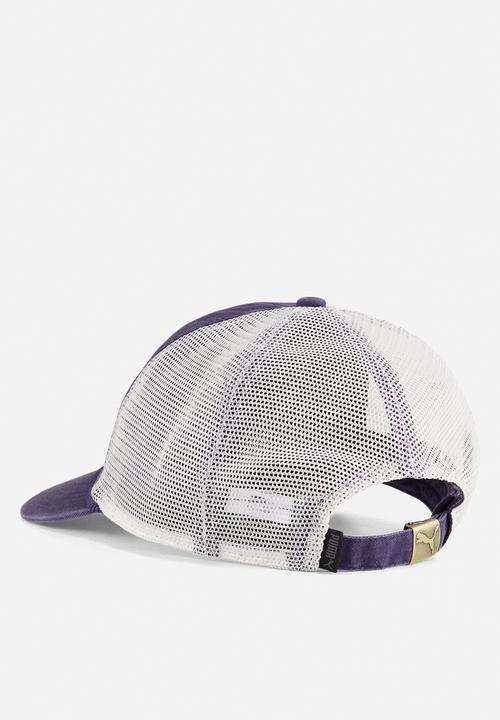 PUMA - Puma Cat Low Curve Unstructured Trucker Cap - Deep Plum-Frosted Ivory