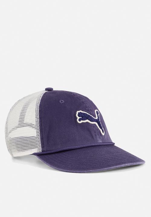 PUMA - Puma Cat Low Curve Unstructured Trucker Cap - Deep Plum-Frosted Ivory