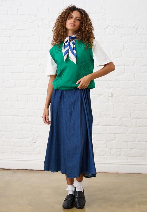 Me&B - Cornelli Flower Sleeveless Vest - Green