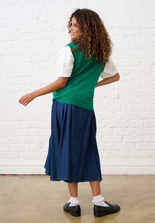 Me&B - Cornelli Flower Sleeveless Vest - Green