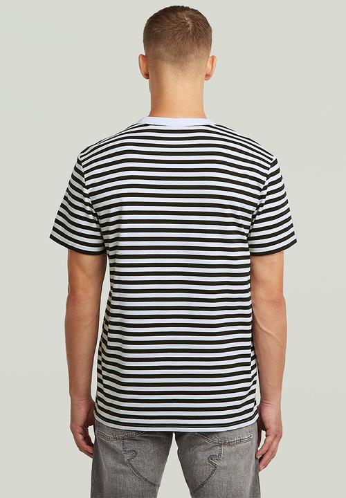 G-STAR - Nifous Stripe R T-shirt - White/DK Black Stripe 