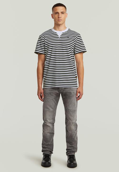 G-STAR - Nifous Stripe R T-shirt - White/DK Black Stripe 