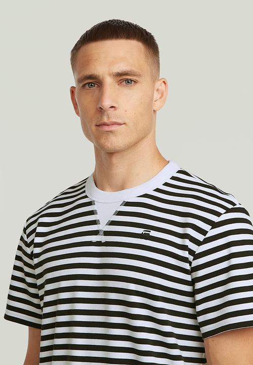 G-STAR - Nifous Stripe R T-shirt - White/DK Black Stripe 