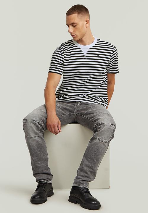G-STAR - Nifous Stripe R T-shirt - White/DK Black Stripe 
