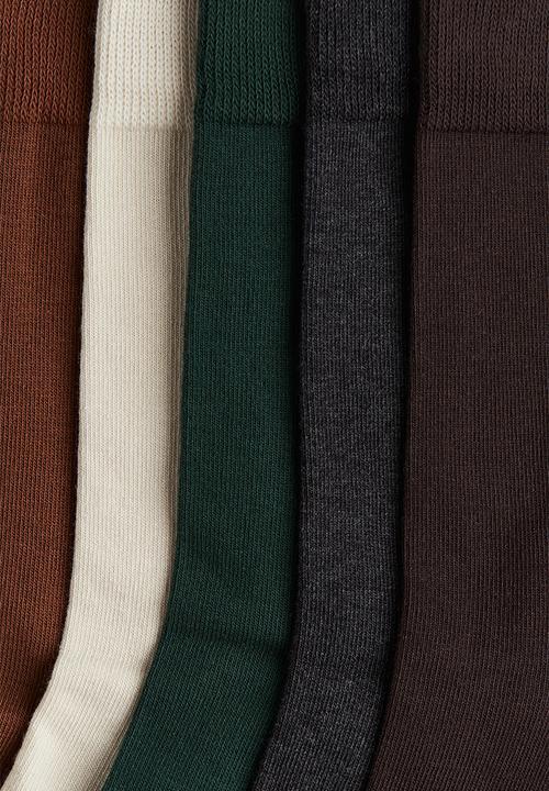 H&M - 5-pack socks - dark green/brown/white