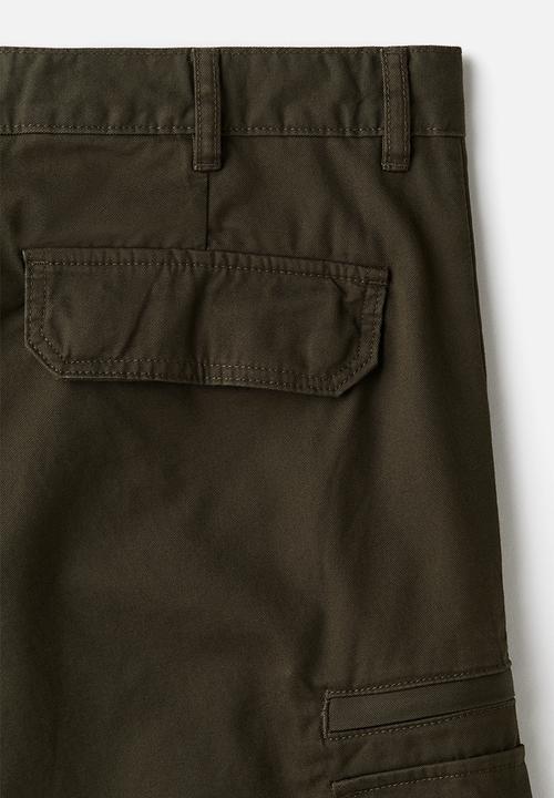 H&M - Regular fit twill cargo trousers - green