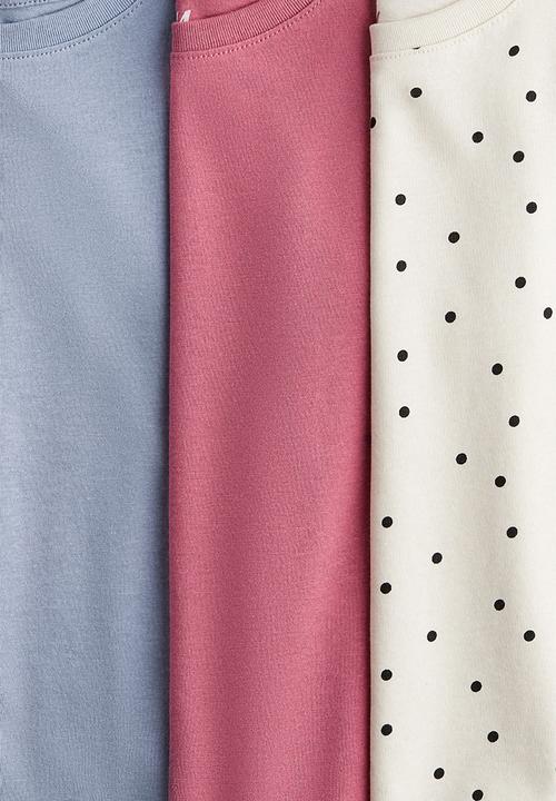 H&M - 3-pack cotton jersey tops -  white/spotted 