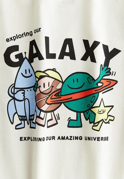 H&M - Printed T-shirt - white exploring our galaxy