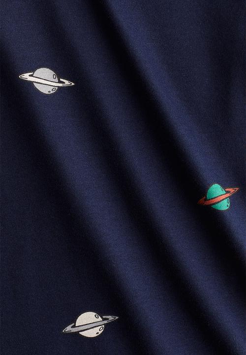 H&M - Printed T-shirt - dark blue saturnus