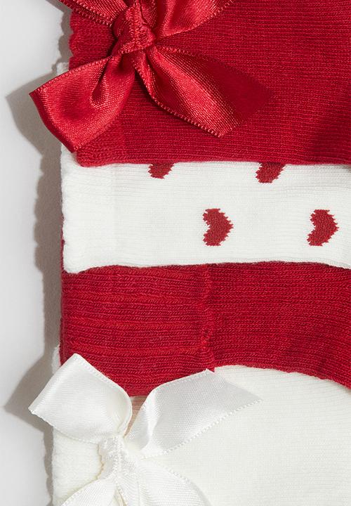 H&M - 4-Pack socks - red hearts