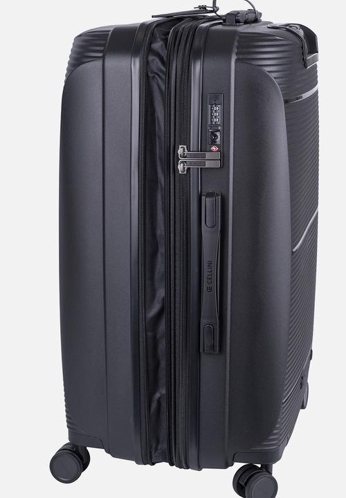 Cellini - QWEST MEDIUM 4 WHEEL TROLLEY CASE - BLACK