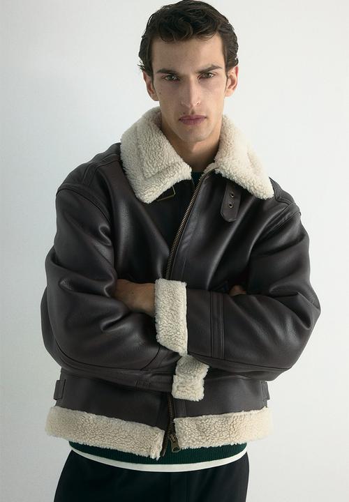 Aviator jacket - dark brown - 1295772002
