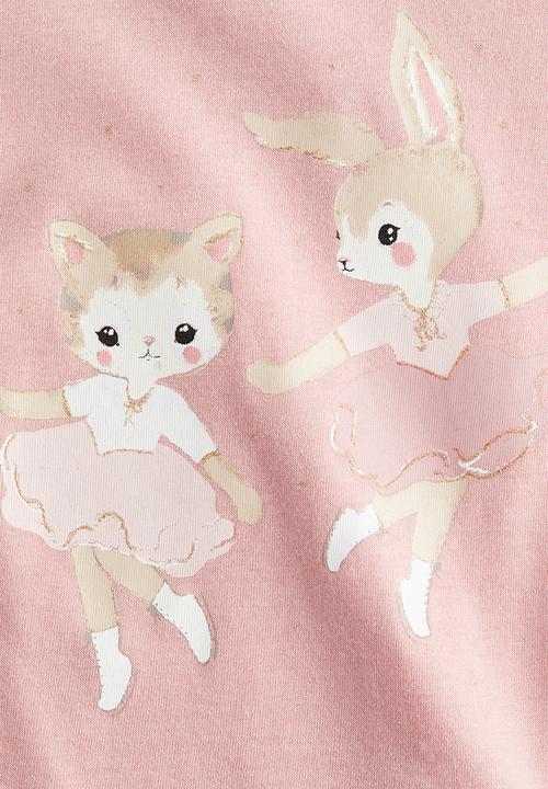 H&M - Printed cotton t-shirt - pink/ballerinas 