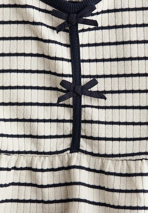 H&M - Rib-knit peplum top - white,multi