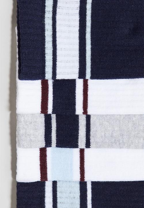 H&M - 5-Pack ribbed terry socks - navy blue & white