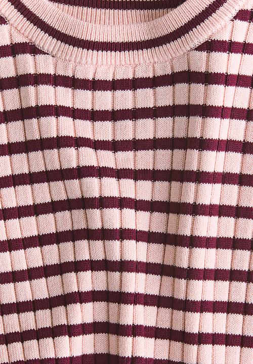 H&M - Rib-knit jumper - light pink & dark red striped