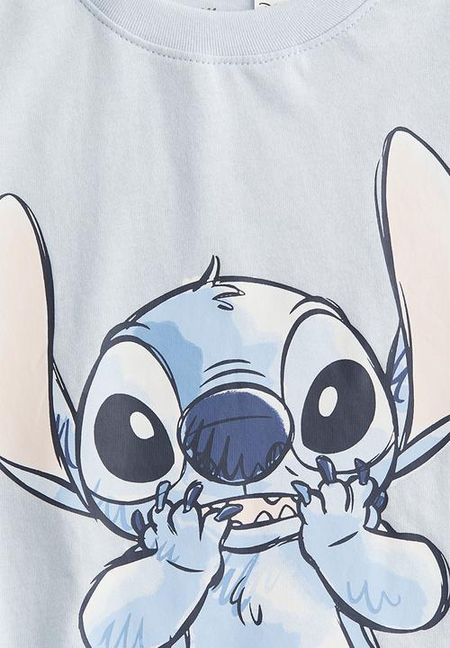 H&M - Print-motif cotton T-shirt - light blue/lilo & stitch