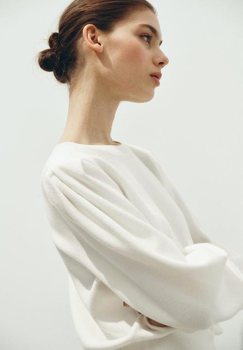 H&M - Shoulder-pad top - cream 